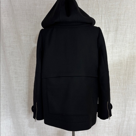 ZARA Trafaluc black wool duffle coat with silver-toned hardware - so awesome - Picture 6 of 10